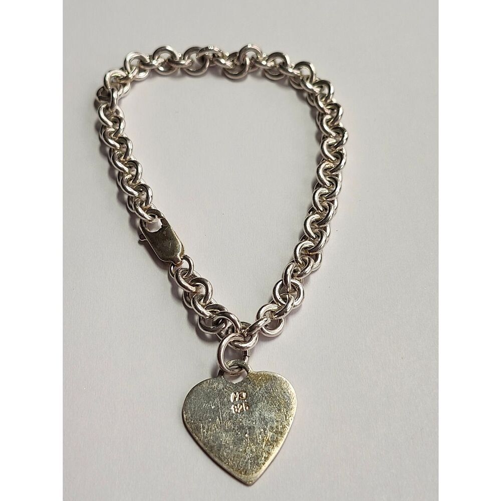Sterling Silver Heart Charm Bracelet 6.75"